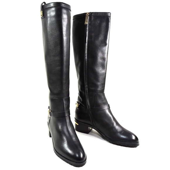 BALDININI 🇮🇹 WOMEN'S BLACK SOFT LEATHER COMFORT FASHION KNEE -HIGH BOOTS - Picture 1 of 8